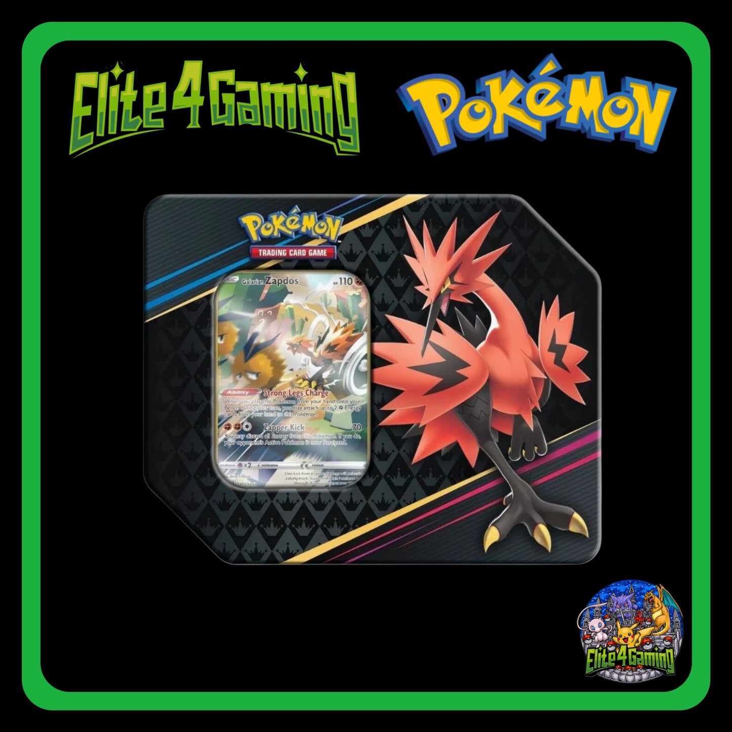 Crown Zenith 5-Pack Galarian Zapdos Tin